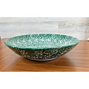 Vintage Roma Inc. Italian Hand Painted Serving Bowl Large 13" Green Splatter